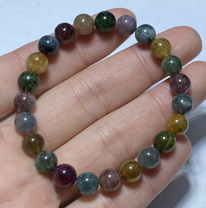 AAA++ Natural Authentic Tourmaline Bracelet,Rainbow Tourmaline Bracelet,Crystal Bracelet,Gemstone Bracelet ET156