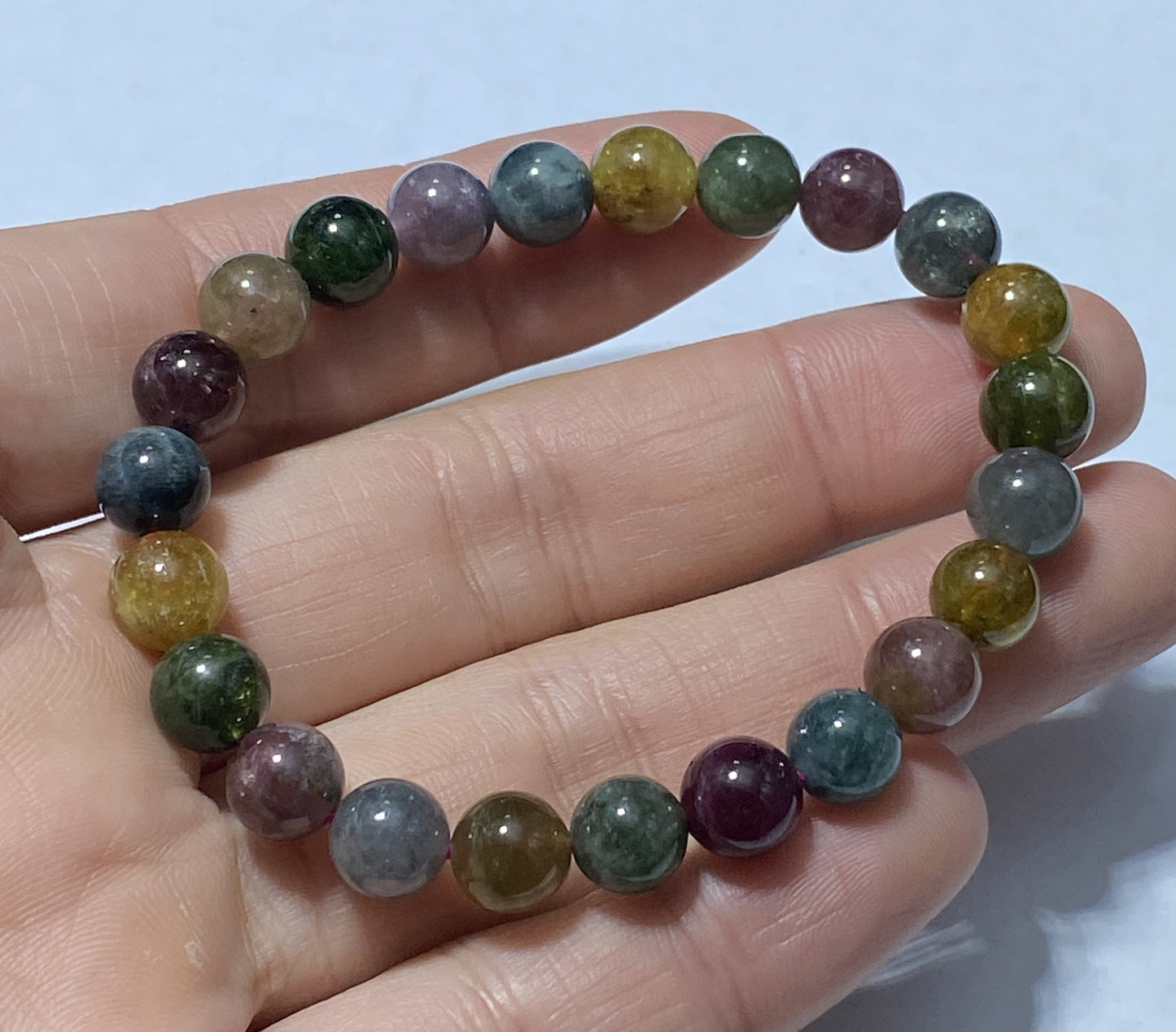 AAA++ Natural Authentic Tourmaline Bracelet,Rainbow Tourmaline Bracelet,Crystal Bracelet,Gemstone Bracelet ET156