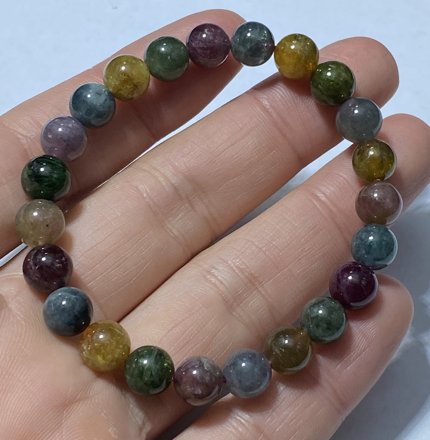 AAA++ Natural Authentic Tourmaline Bracelet,Rainbow Tourmaline Bracelet,Crystal Bracelet,Gemstone Bracelet ET156