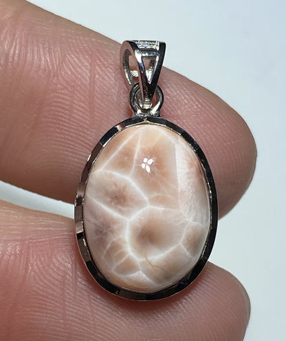 Natrolite Pendant,AAAA+ Natural Authentic Natrolite Pendant,925 Silver Pendant,Gemstone Pendant,Pink Larimar ET190