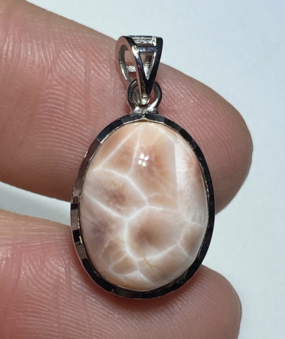 Natrolite Pendant,AAAA+ Natural Authentic Natrolite Pendant,925 Silver Pendant,Gemstone Pendant,Pink Larimar ET190