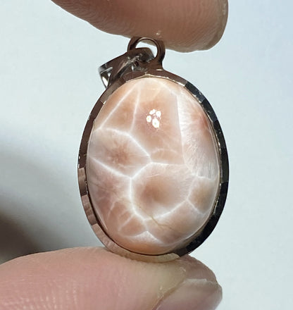 Natrolite Pendant,AAAA+ Natural Authentic Natrolite Pendant,925 Silver Pendant,Gemstone Pendant,Pink Larimar ET190