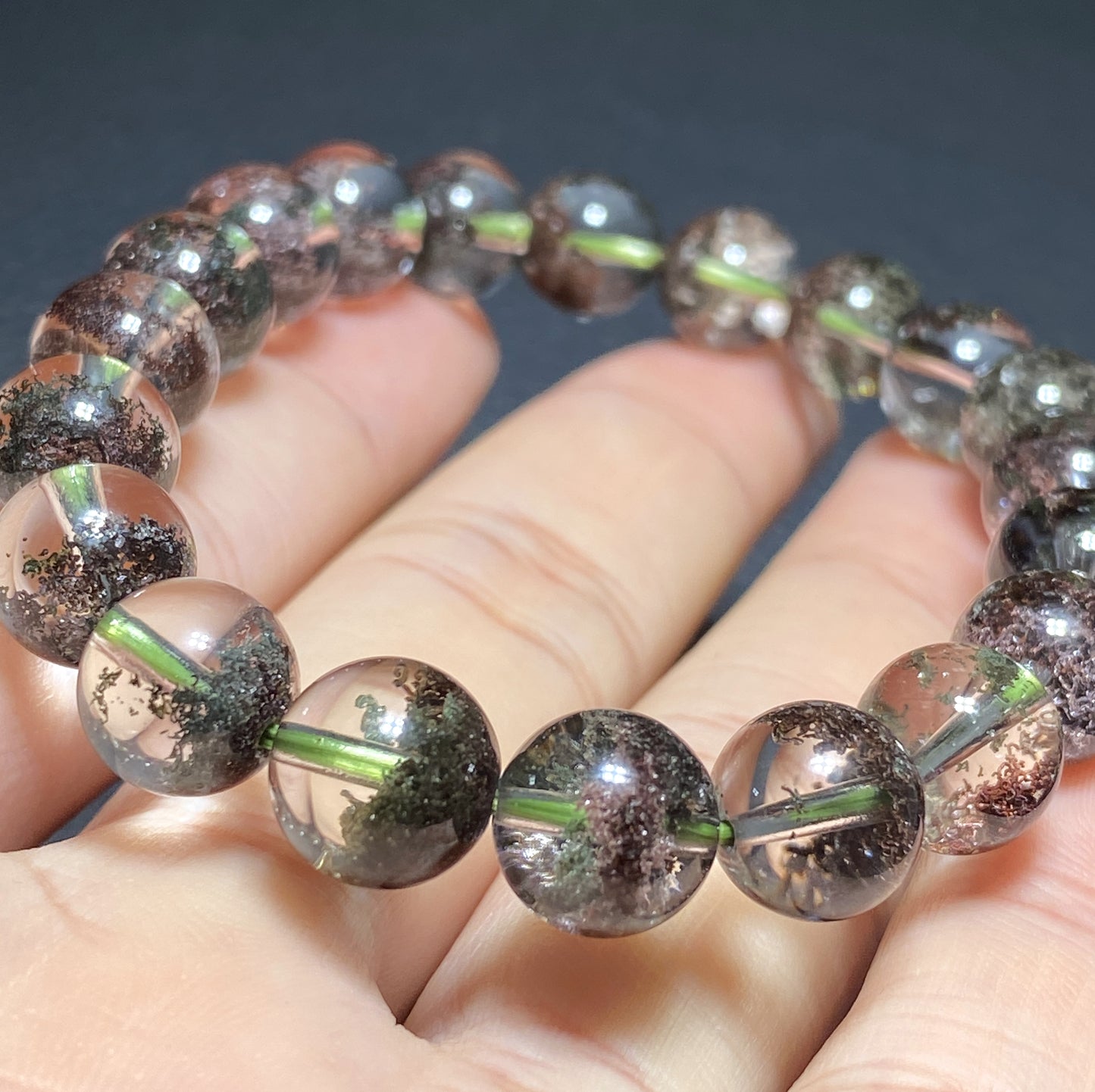 Green Phantom Crystal,AAAA Natural Authentic Zambia Green Phantom Crystal Bracelet,10mm Bracelet,Mens bracelet ET200