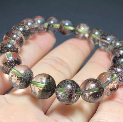 Green Phantom Crystal,AAAA Natural Authentic Zambia Green Phantom Crystal Bracelet,10mm Bracelet,Mens bracelet ET200