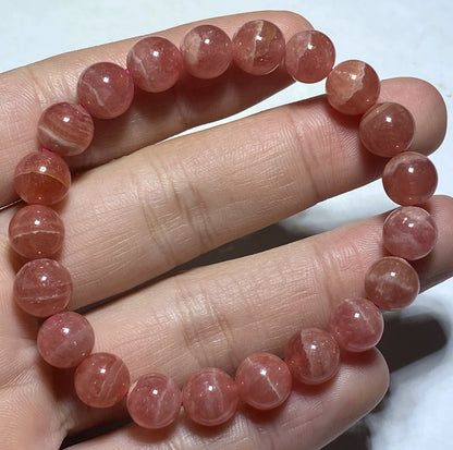 Rhodochrosite Bracelet,AAA++ Natural Authentic Argentina Rhodochrosite Bracelet,Women's Jewelry,Gemstone Bracelet,9mm Bracelt ET214