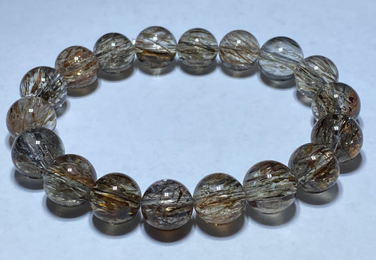 AAAA+ Natural Authentic Black Gold Super Seven Bracelet,Super 7 Bracelet,Healing Stone Jewelry,10 mmBead Bracelet ET226