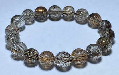 AAAA+ Natural Authentic Black Gold Super Seven Bracelet,Super 7 Bracelet,Healing Stone Jewelry,10 mmBead Bracelet ET226
