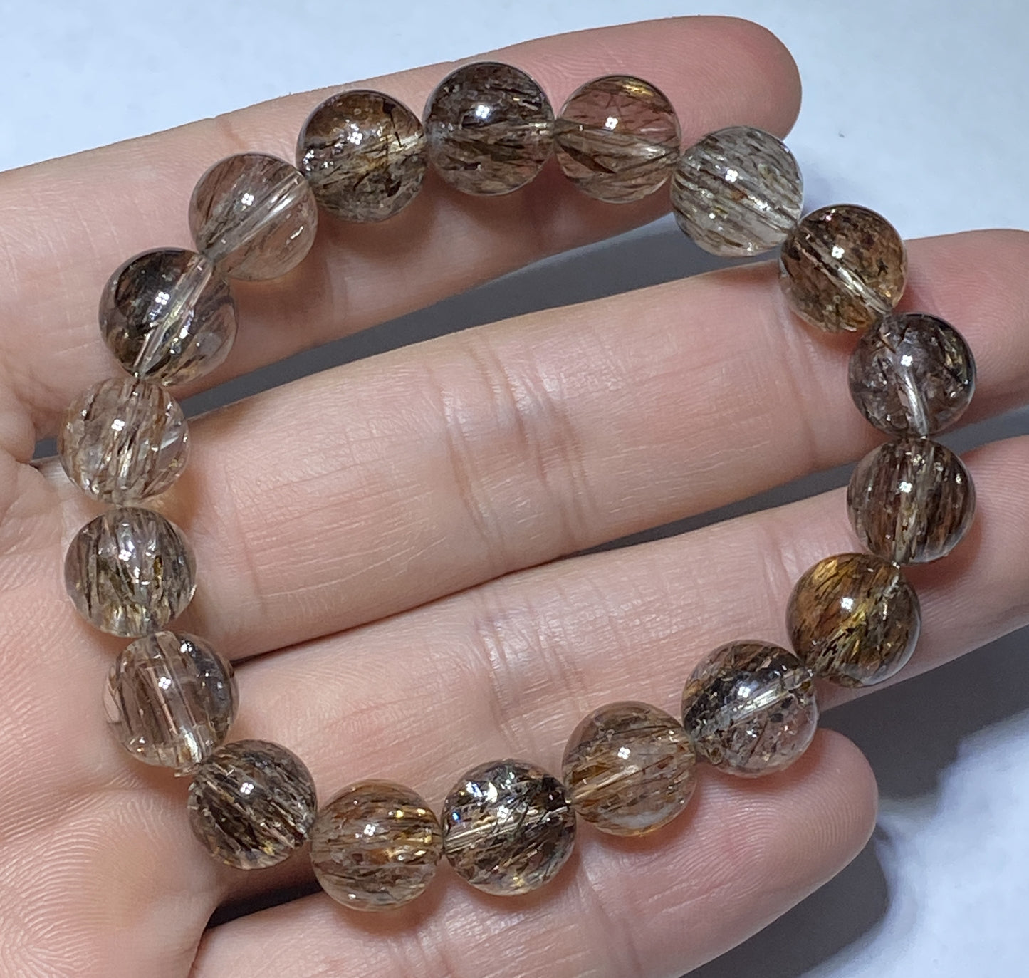 AAAA+ Natural Authentic Black Gold Super Seven Bracelet,Super 7 Bracelet,Healing Stone Jewelry,10 mmBead Bracelet ET226