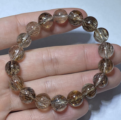 AAAA+ Natural Authentic Black Gold Super Seven Bracelet,Super 7 Bracelet,Healing Stone Jewelry,10 mmBead Bracelet ET226