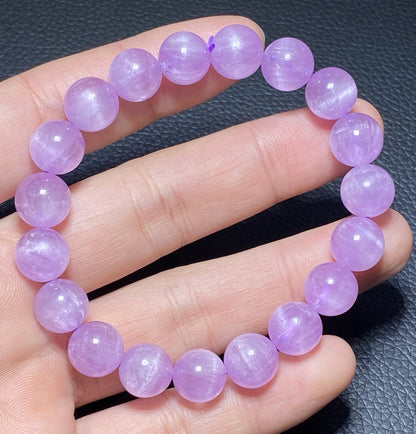 AAAA+ Natural Authentic Kunzite Bracelet, Crystal Bracelet, Handmade Jewelry, Cure Gemstone Crystal,10.5mm Gem Bracelet ET1034