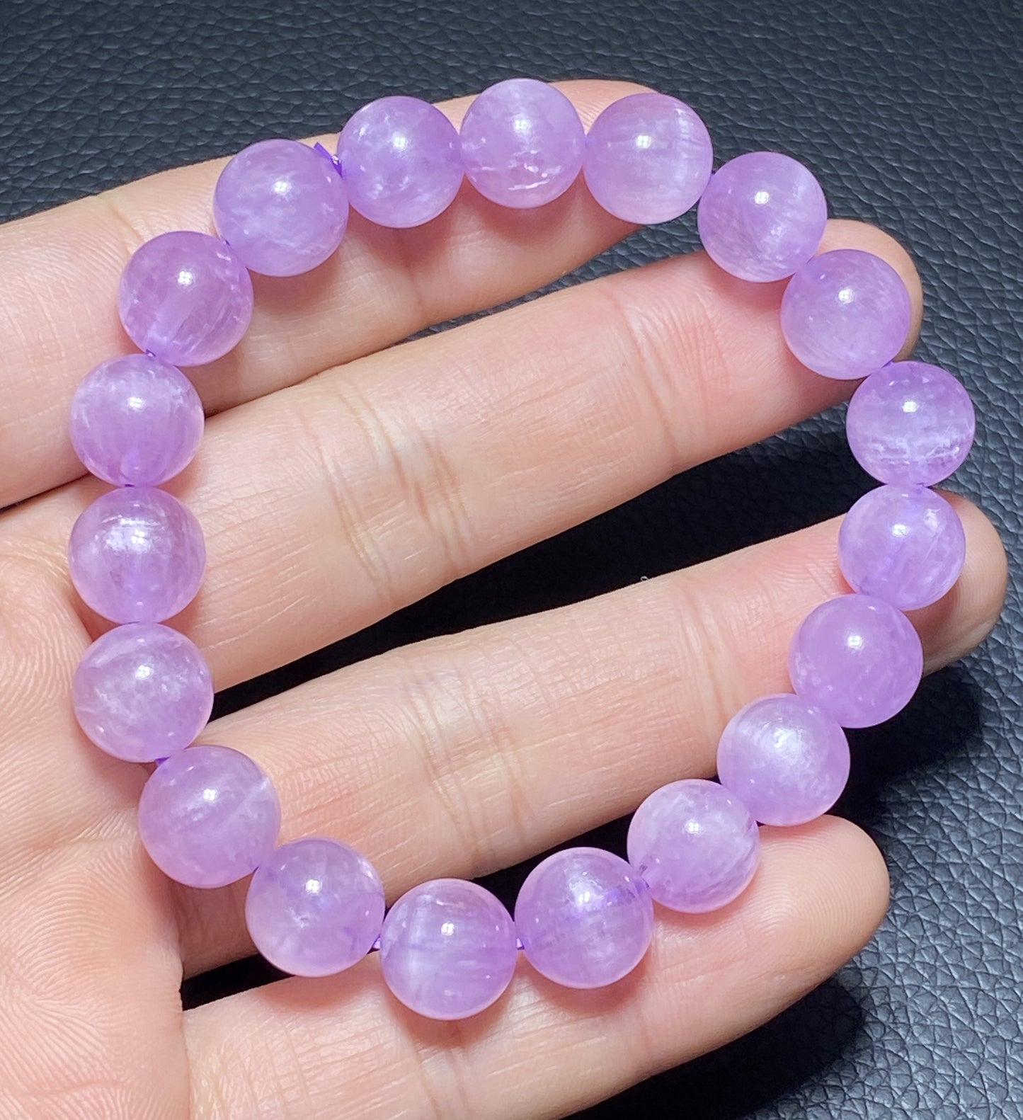 AAAA+ Natural Authentic Kunzite Bracelet, Crystal Bracelet, Handmade Jewelry, Cure Gemstone Crystal,10.5mm Gem Bracelet ET1034