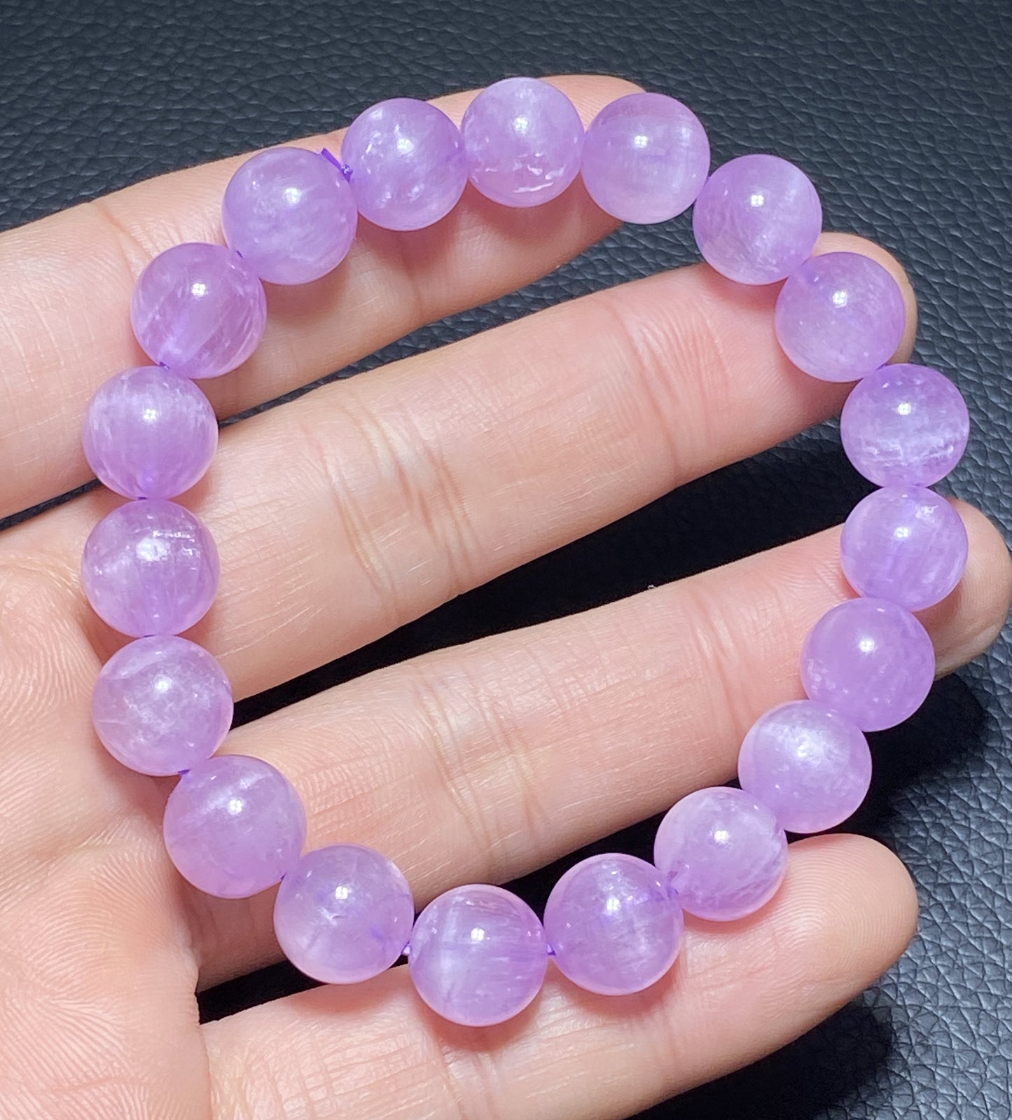 AAAA+ Natural Authentic Kunzite Bracelet, Crystal Bracelet, Handmade Jewelry, Cure Gemstone Crystal,10.5mm Gem Bracelet ET1034