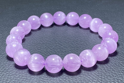 AAAA+ Natural Authentic Kunzite Bracelet, Crystal Bracelet, Handmade Jewelry, Cure Gemstone Crystal,10.5mm Gem Bracelet ET1034