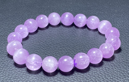 AAAA+ Natural Authentic Kunzite Bracelet, Crystal Bracelet, Handmade Jewelry, Cure Gemstone Crystal,10.5mm Gem Bracelet ET1034