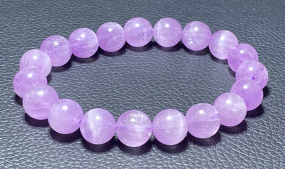 AAAA+ Natural Authentic Kunzite Bracelet, Crystal Bracelet, Handmade Jewelry, Cure Gemstone Crystal,10.5mm Gem Bracelet ET1034