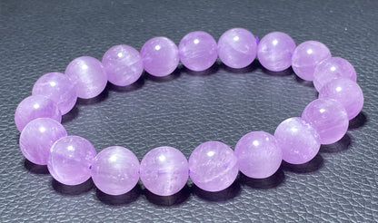 AAAA+ Natural Authentic Kunzite Bracelet, Crystal Bracelet, Handmade Jewelry, Cure Gemstone Crystal,10.5mm Gem Bracelet ET1034