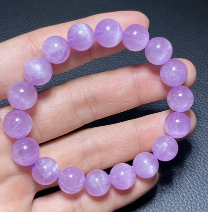 AAAA+ Natural Authentic Kunzite Bracelet,Crystal Bracelet,Handmade Jewelry,Cure Gemstone Crystal,11.2mm Gem Bracelet ET233