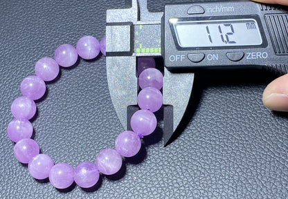 AAAA+ Natural Authentic Kunzite Bracelet,Crystal Bracelet,Handmade Jewelry,Cure Gemstone Crystal,11.2mm Gem Bracelet ET233