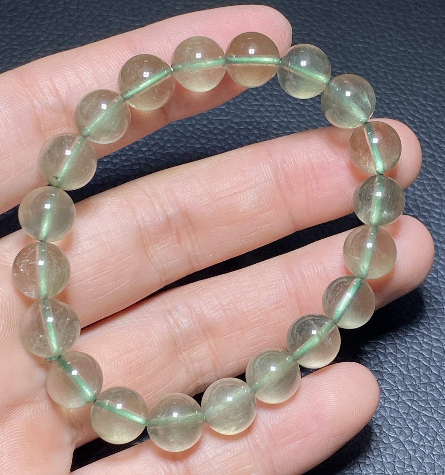 Green Rutilated Quartz Bracelet,Crystal Bracelet,9.6mm Bracelet,Gemstone Bracelet,Crystal Bracelet,Luck Bracelet ET235