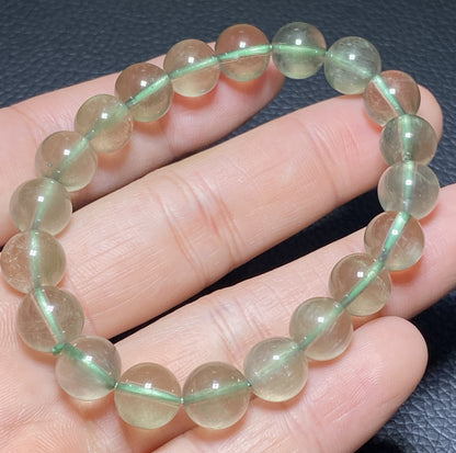 Green Rutilated Quartz Bracelet,Crystal Bracelet,9.6mm Bracelet,Gemstone Bracelet,Crystal Bracelet,Luck Bracelet ET235