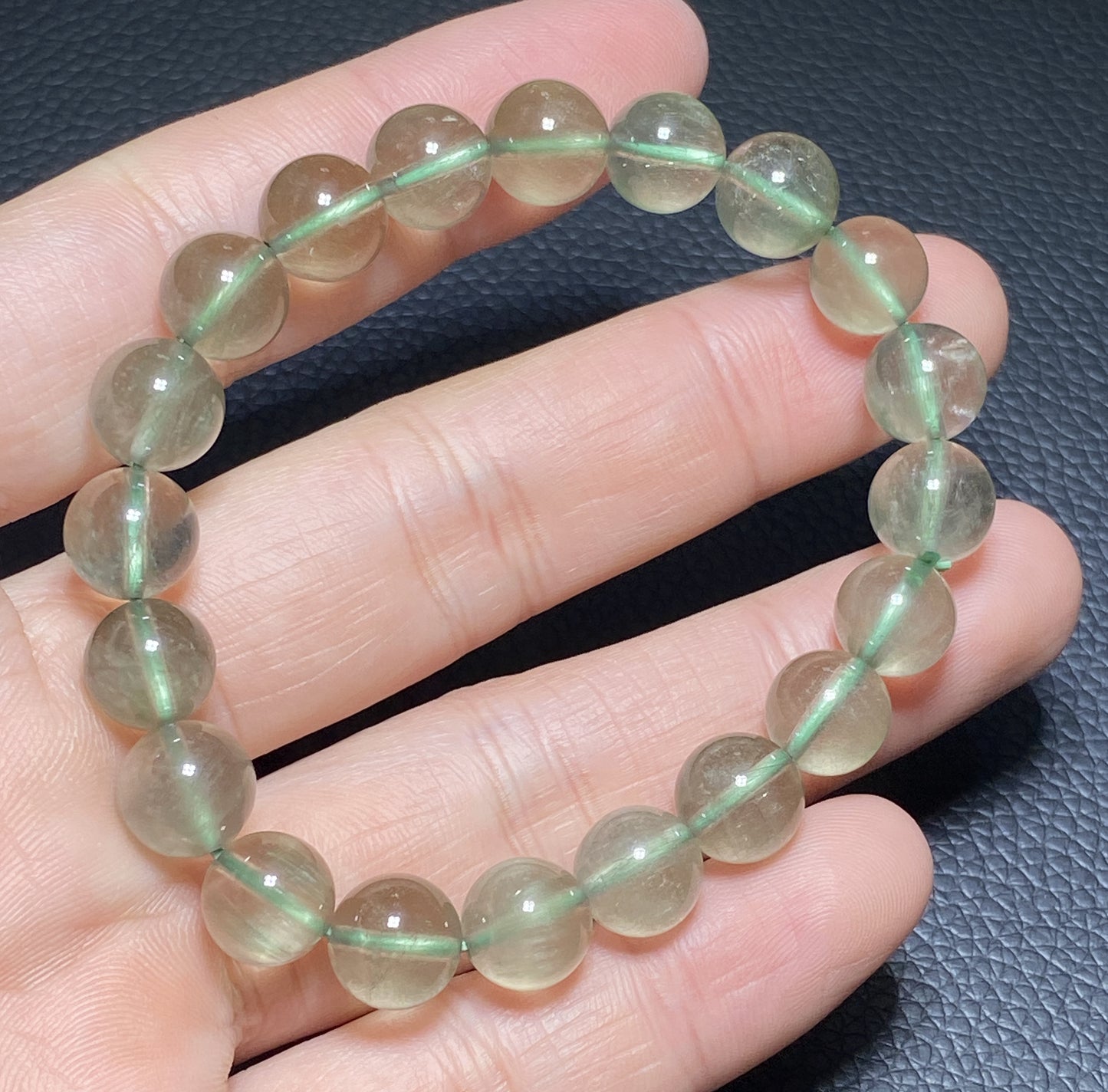 Green Rutilated Quartz Bracelet,Crystal Bracelet,9.6mm Bracelet,Gemstone Bracelet,Crystal Bracelet,Luck Bracelet ET235