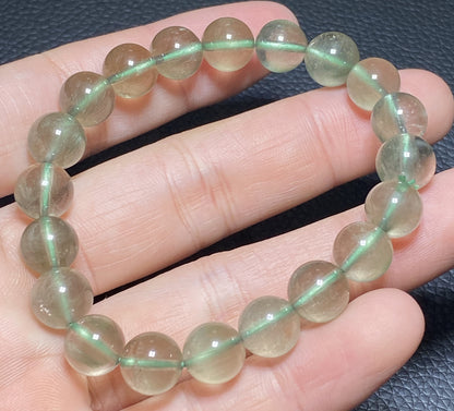 Green Rutilated Quartz Bracelet,Crystal Bracelet,9.6mm Bracelet,Gemstone Bracelet,Crystal Bracelet,Luck Bracelet ET235