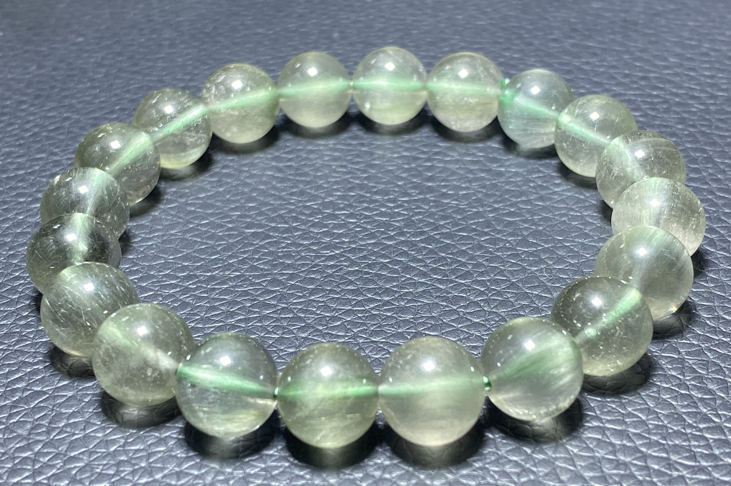 Green Rutilated Quartz Bracelet,Crystal Bracelet,9.6mm Bracelet,Gemstone Bracelet,Crystal Bracelet,Luck Bracelet ET235