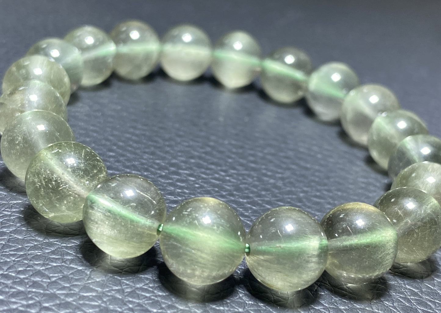 Green Rutilated Quartz Bracelet,Crystal Bracelet,9.6mm Bracelet,Gemstone Bracelet,Crystal Bracelet,Luck Bracelet ET235