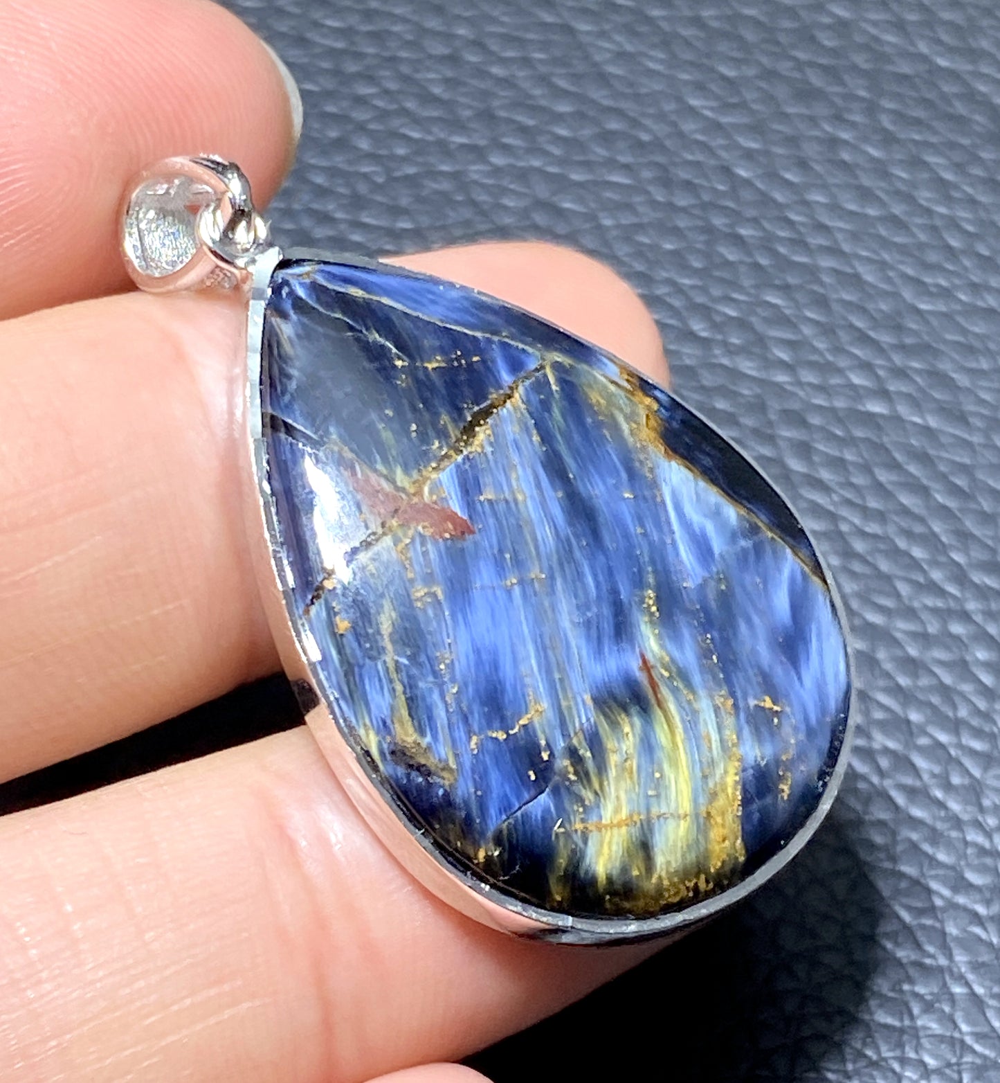 AAAA Natural Namibian Pietersite Pendant,Silver Pendant,Colorful Full Fire Pietersite Pendant,Collection quality ET942