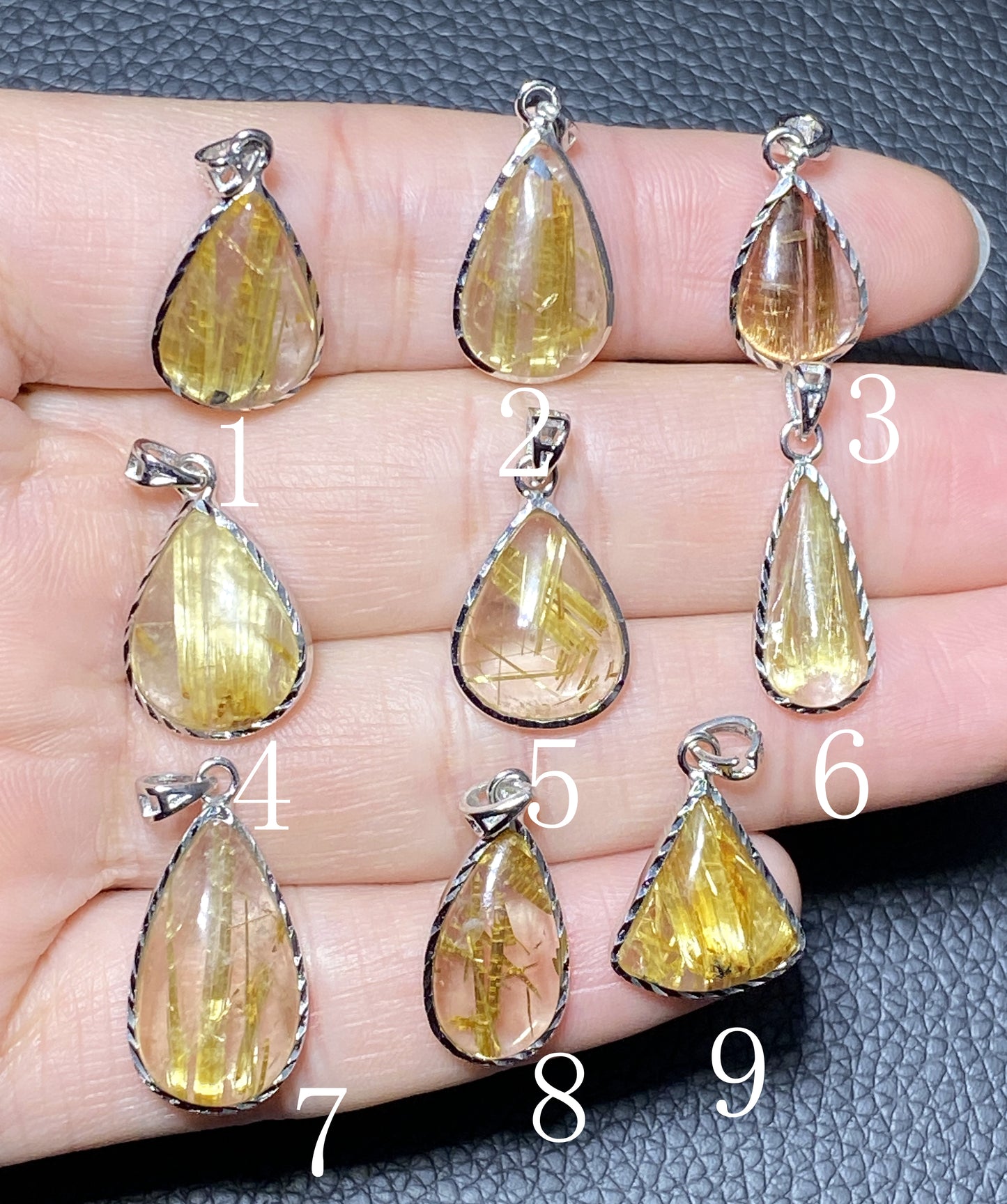 AAA+ Natural Rutilated Quartz Silver Pendant,Rutilated Quartz,Crystal Pendant,Silver Pendant,Pendant Necklace ET251