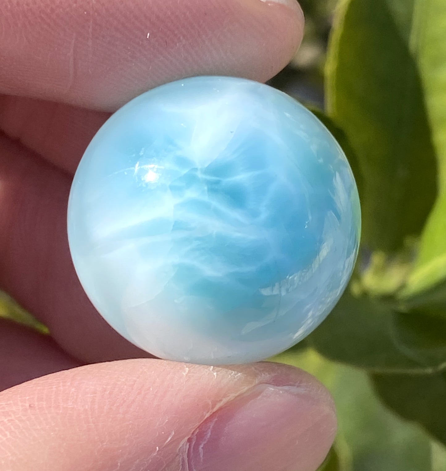 AAA++ Natural Authentic Dominican Larimar,Larimar Stone, Larimar Ball, Large Size Gem Ball,21mm Ball Larimar ET274