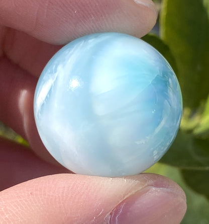 AAA++ Natural Authentic Dominican Larimar,Larimar Stone, Larimar Ball, Large Size Gem Ball,21mm Ball Larimar ET274