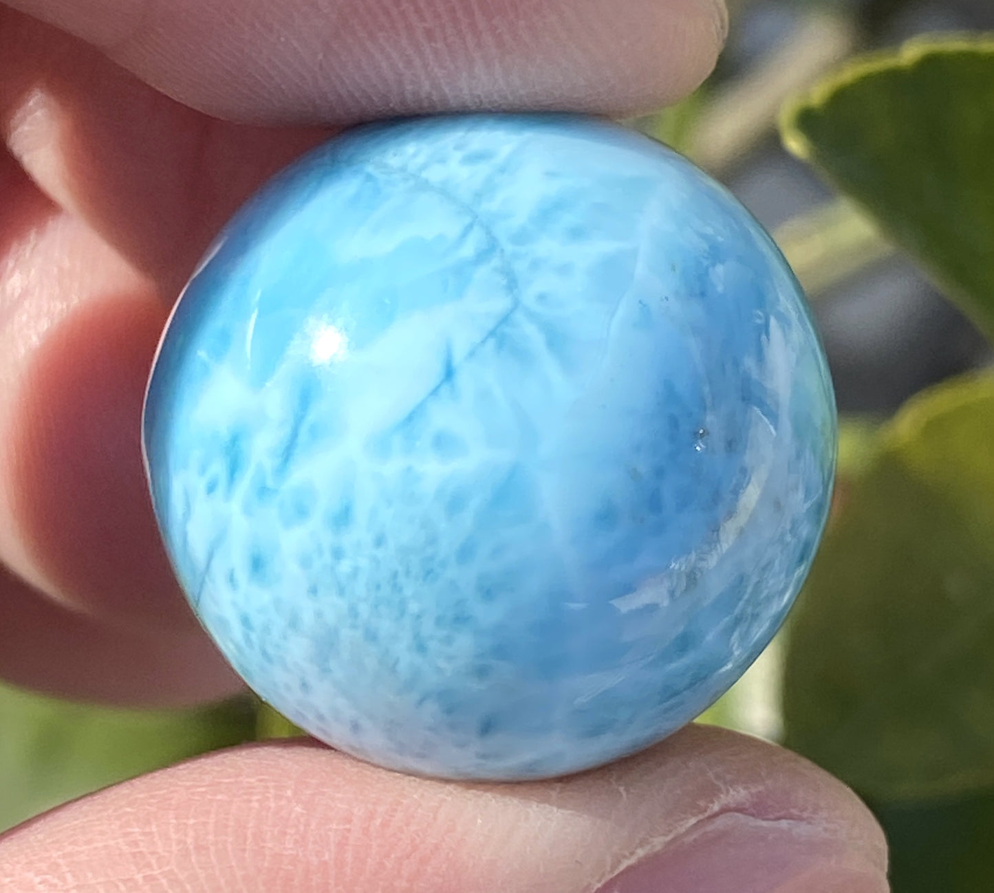 AAA++ Natural Authentic Dominican Larimar,Larimar Stone, Larimar Ball, Large Size Gem Ball,21mm Ball Larimar ET275