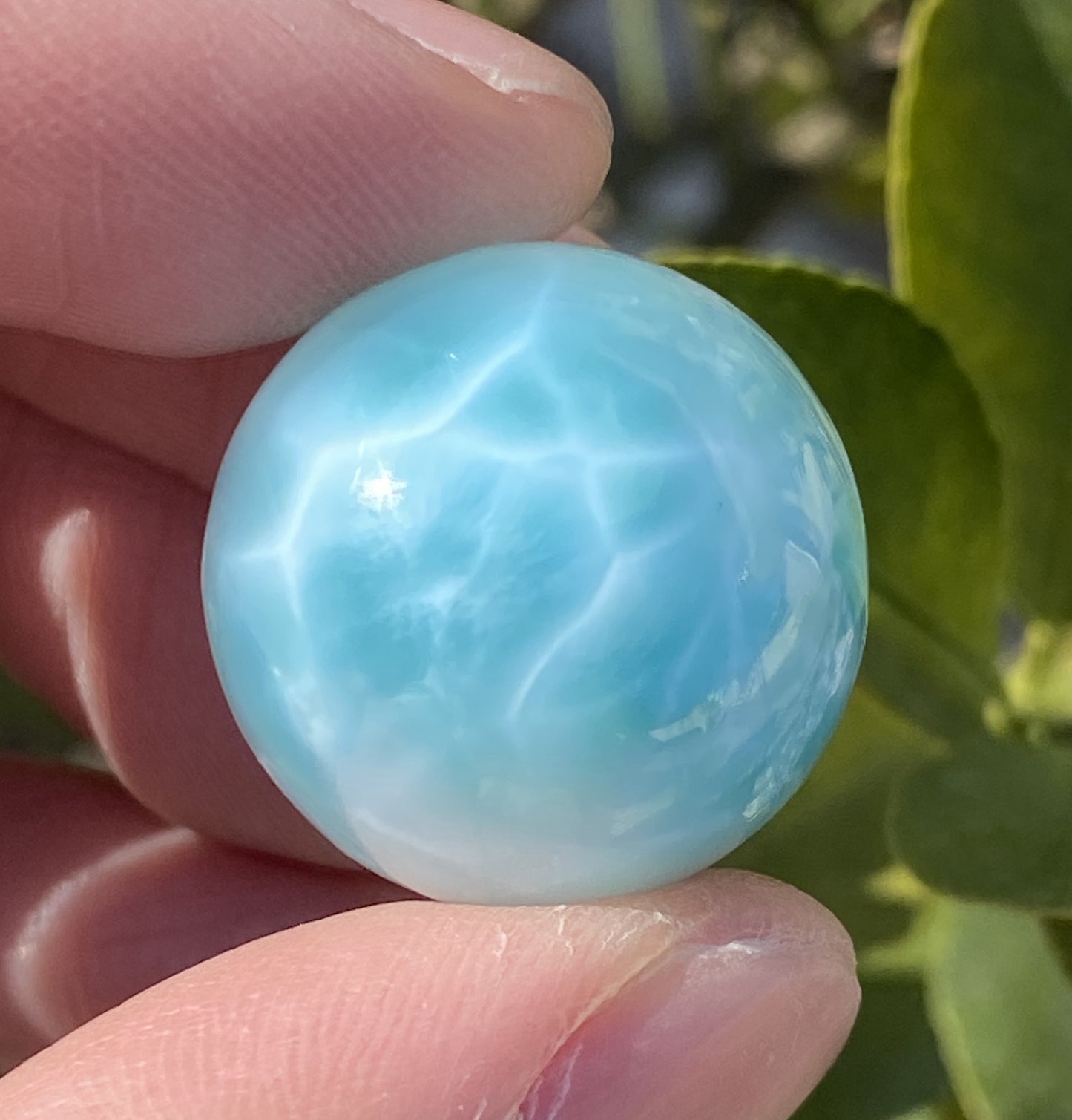 AAA++ Natural Authentic Dominican Dominican Larimar,Larimar Stone, Larimar Ball, Large Size Gem Ball,21mm Ball Larimar ET276