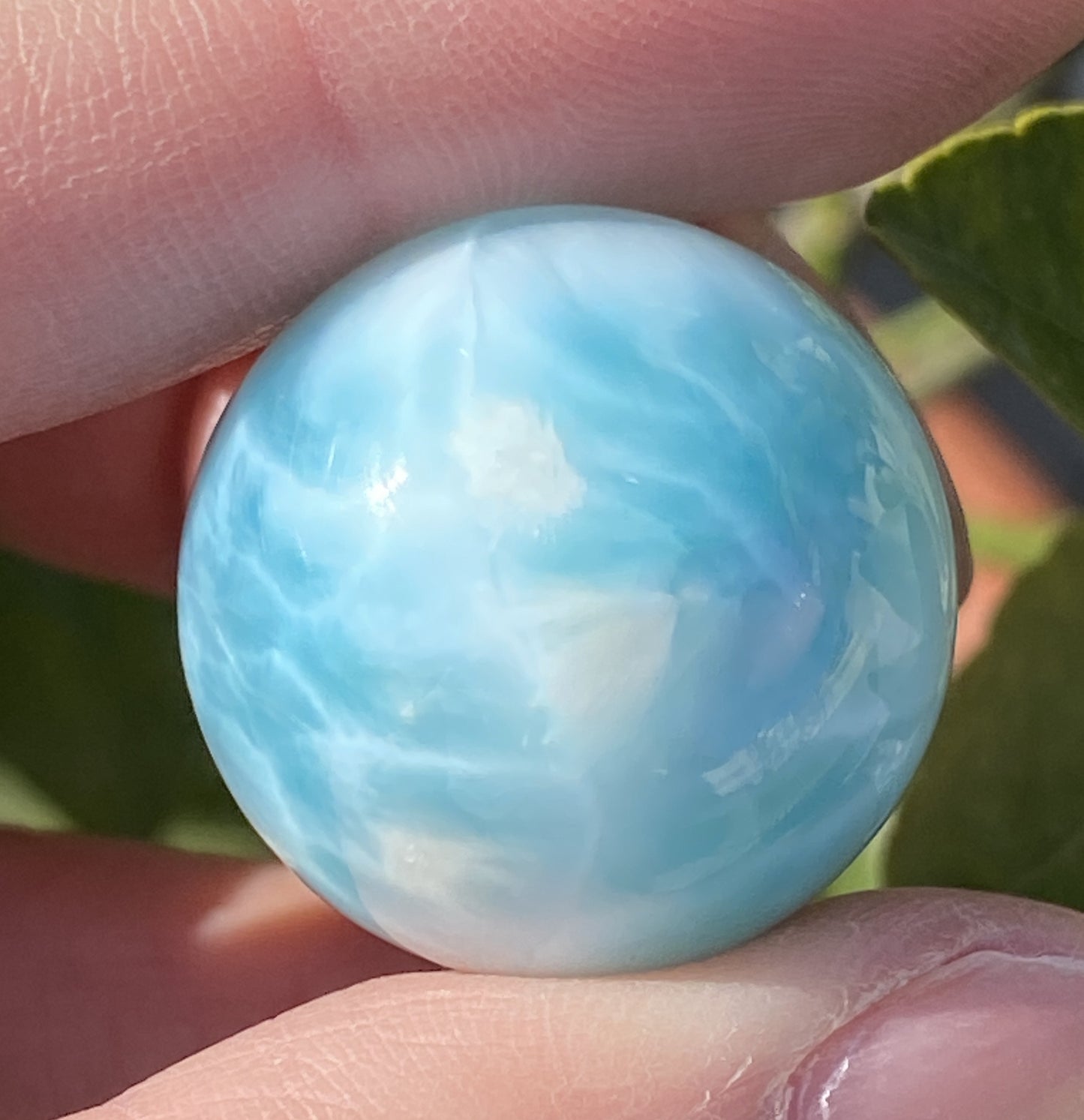 AAA++ Natural Authentic Dominican Dominican Larimar,Larimar Stone, Larimar Ball, Large Size Gem Ball,24mm Ball Larimar ET278