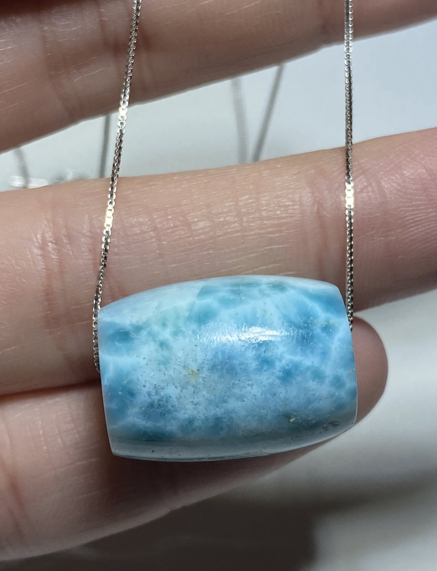 AAA Natural Authentic Dominican Larimar Necklace,Larimar Stone, Larimar Jewelry,Pendant Necklace,Silver Necklace et279