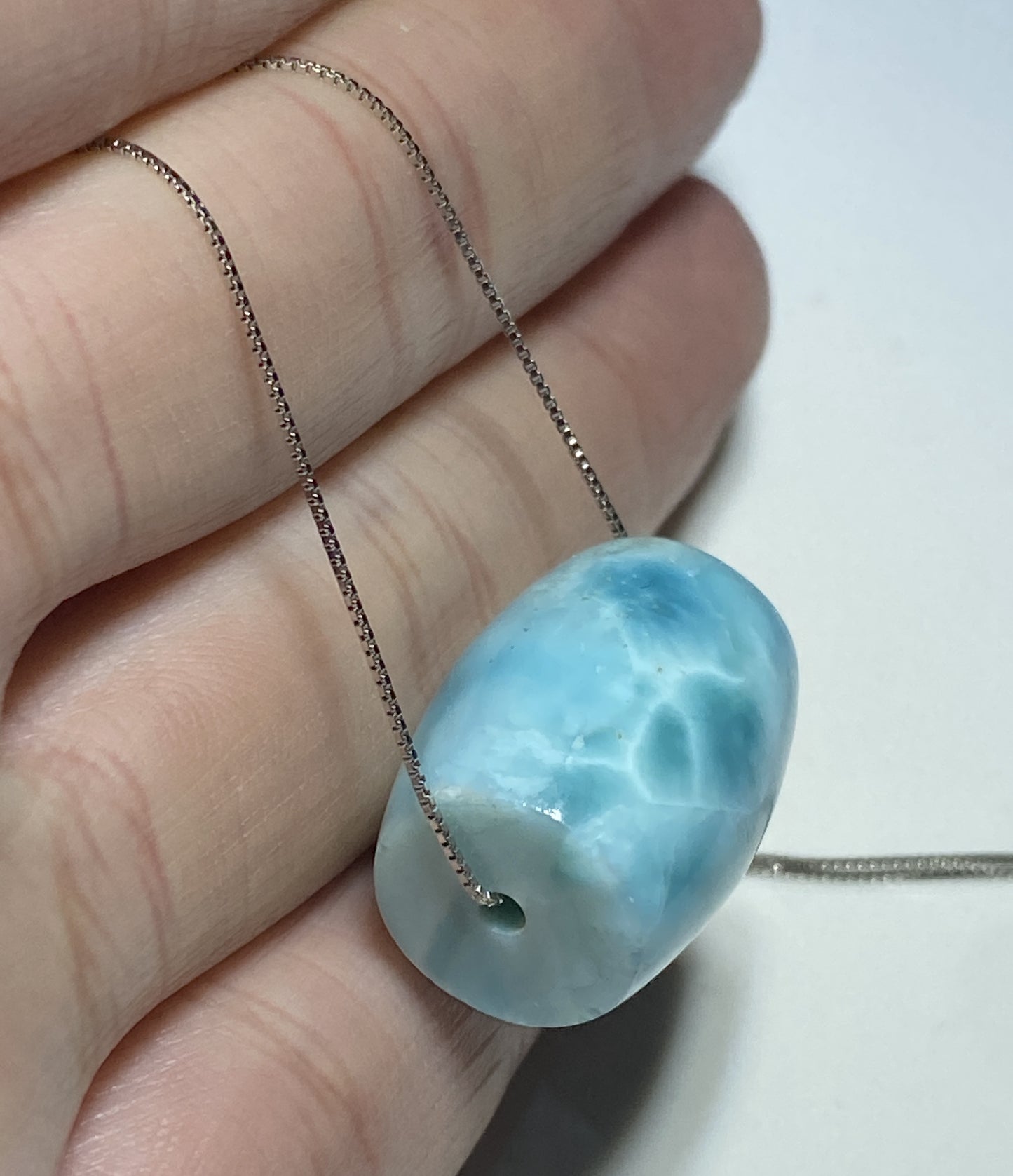 AAA Natural Authentic Dominican Larimar Necklace,Larimar Stone, Larimar Jewelry,Pendant Necklace,Silver Necklace et279