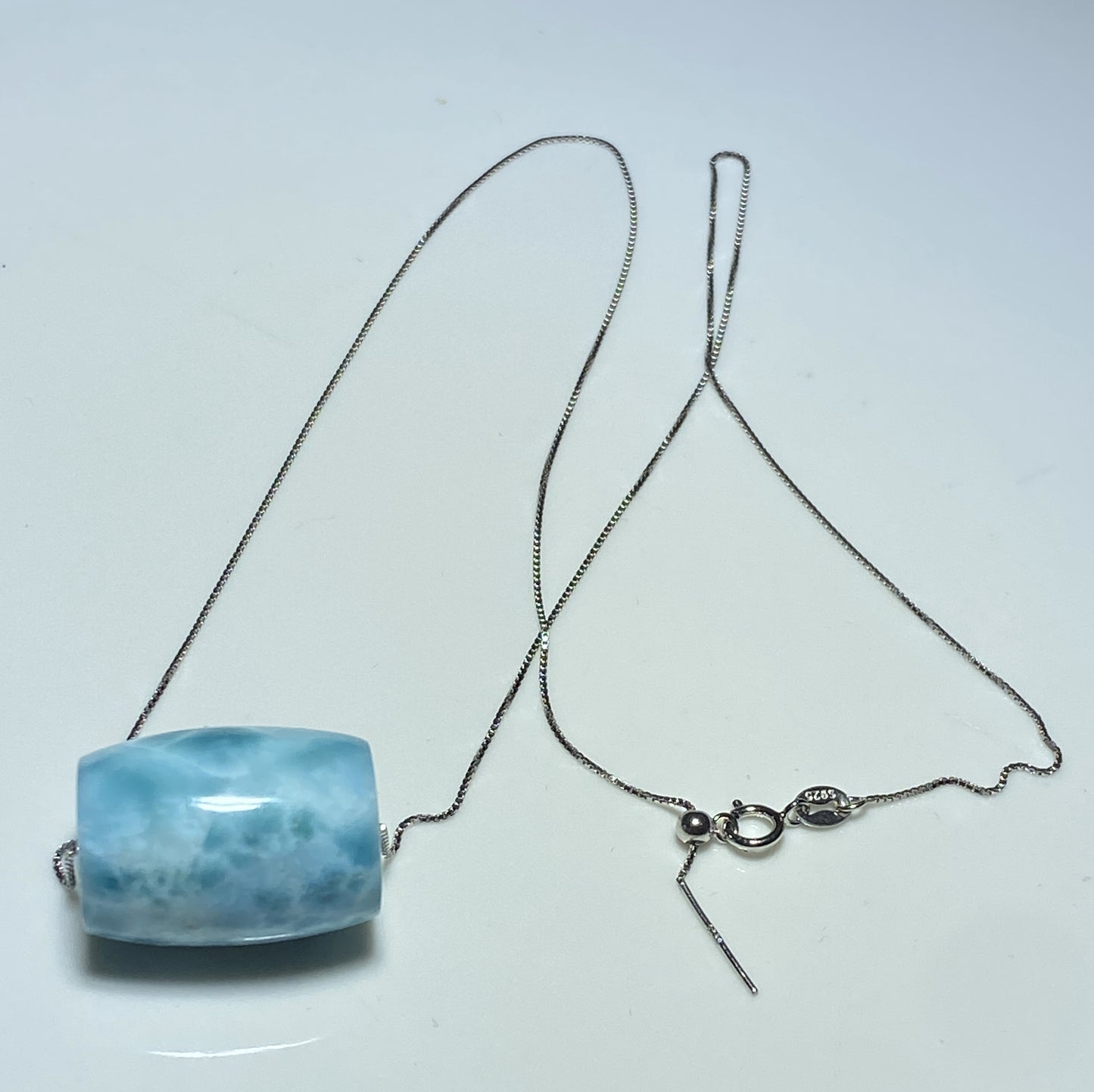 AAA Natural Authentic Dominican Larimar Necklace,Larimar Stone, Larimar Jewelry,Pendant Necklace,Silver Necklace et279