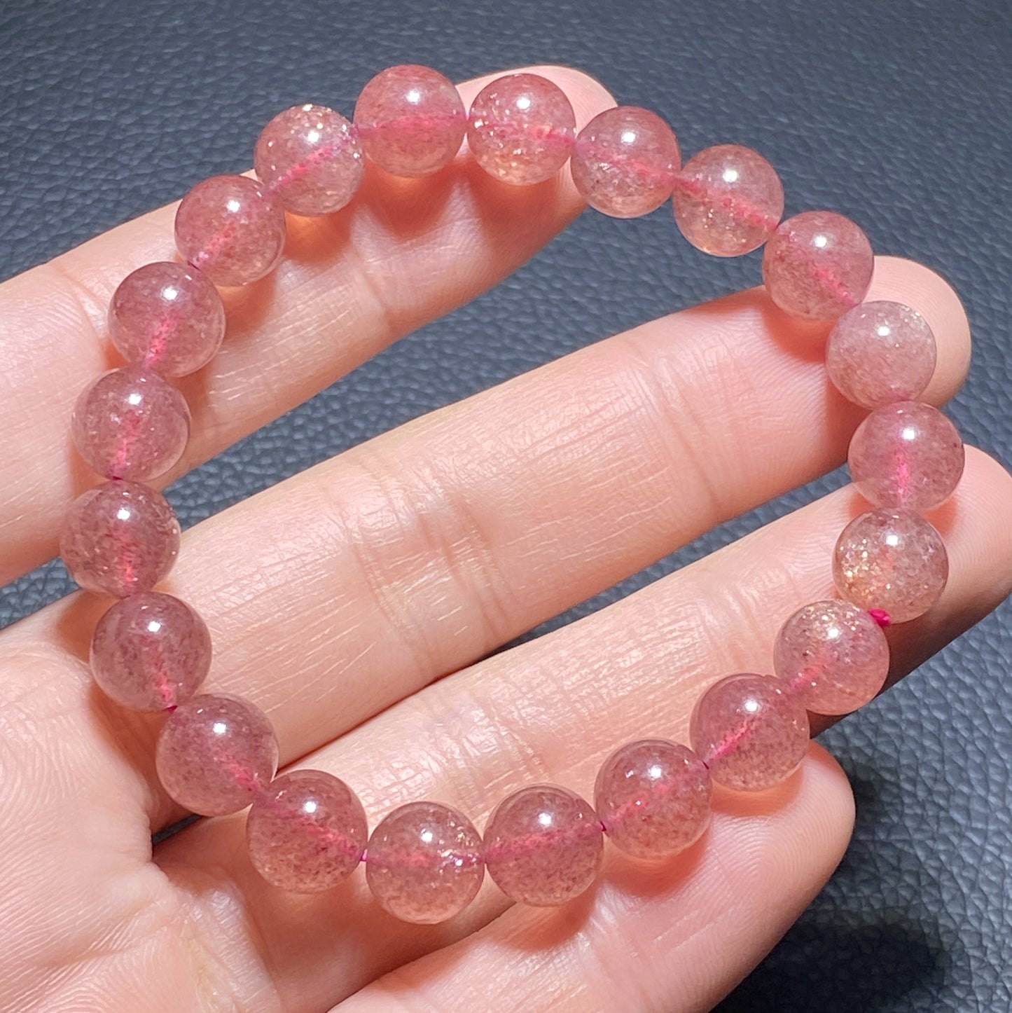 AAAA Natrual Strawberry Quartz Bracelet,9mm Bracelet,Crystal Bracelet,Gemstone Bracelet,Birthday Gift ET281