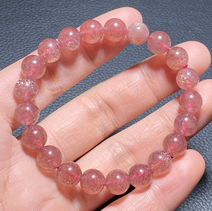 AAAA Natrual Strawberry Quartz Bracelet,9mm Bracelet,Crystal Bracelet,Gemstone Bracelet,Birthday Gift ET281