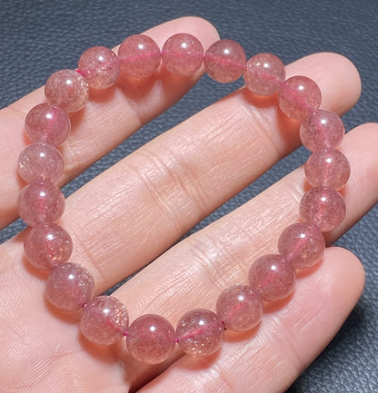 AAAA Natrual Strawberry Quartz Bracelet,9mm Bracelet,Crystal Bracelet,Gemstone Bracelet,Birthday Gift ET281