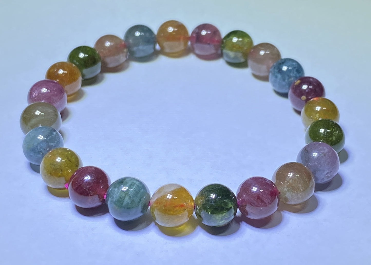 AAA++ Natural Authentic Tourmaline Bracelet,Tourmaline Round Bracelet,Rainbow Tourmaline Bracelet,Crystal Bracelet ET291