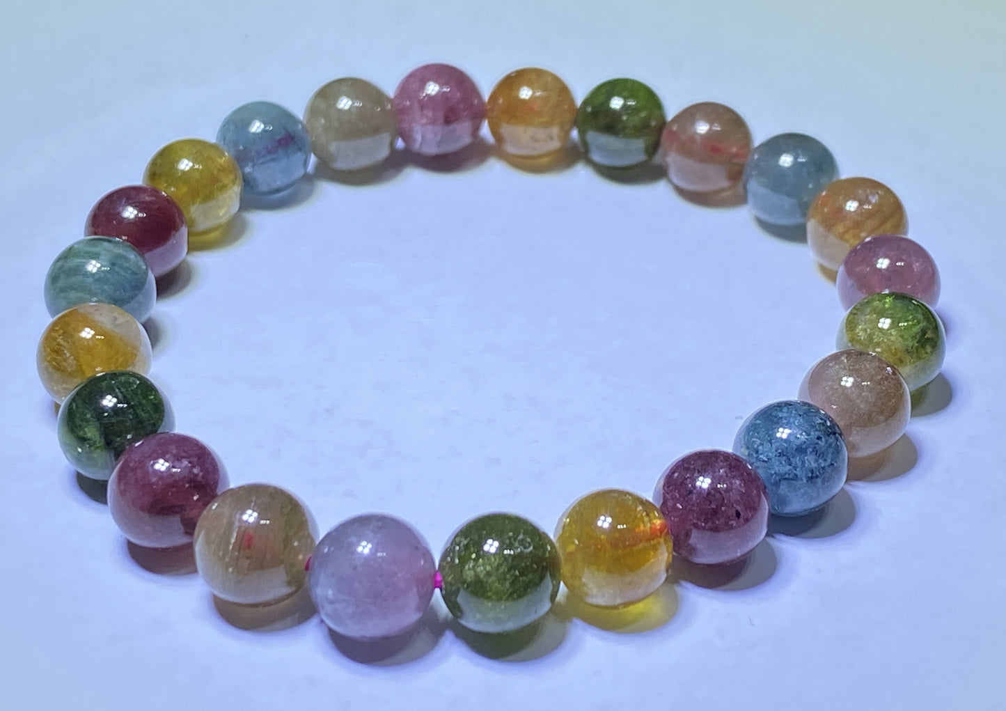 AAA++ Natural Authentic Tourmaline Bracelet,Tourmaline Round Bracelet,Rainbow Tourmaline Bracelet,Crystal Bracelet ET291