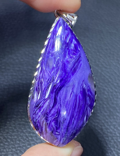 AAAAA Natural Russian Charoite Pendant,Pendant Necklace,S925 Natrual Gems Pendant,Handmade Gift,Personalized Gift ET273