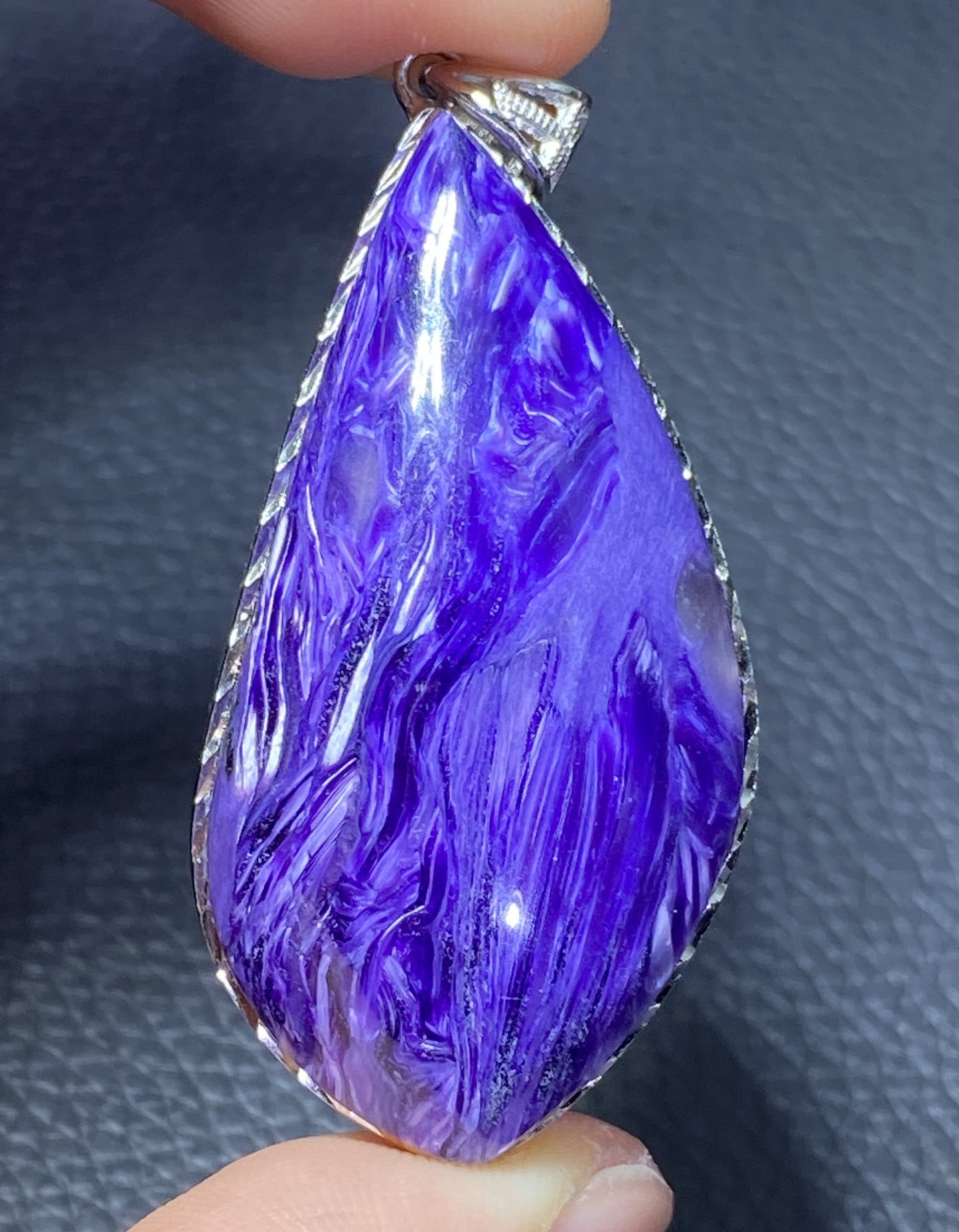 AAAAA Natural Russian Charoite Pendant,Pendant Necklace,S925 Natrual Gems Pendant,Handmade Gift,Personalized Gift ET273