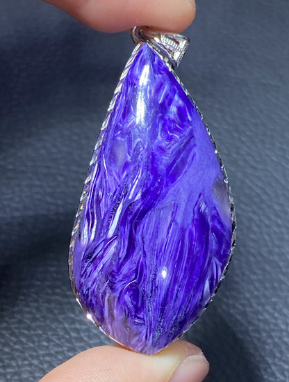 AAAAA Natural Russian Charoite Pendant,Pendant Necklace,S925 Natrual Gems Pendant,Handmade Gift,Personalized Gift ET273