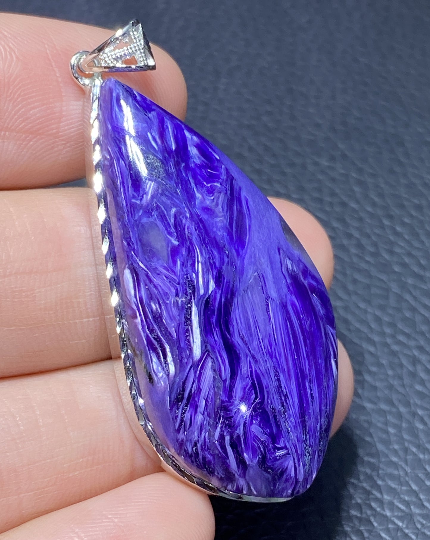 AAAAA Natural Russian Charoite Pendant,Pendant Necklace,S925 Natrual Gems Pendant,Handmade Gift,Personalized Gift ET273