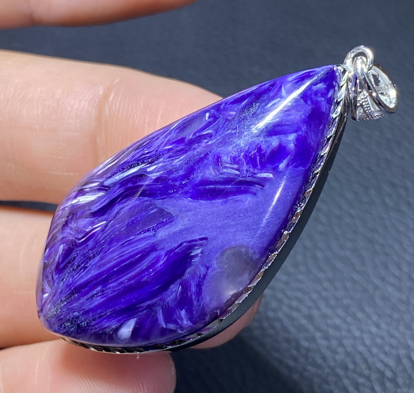 AAAAA Natural Russian Charoite Pendant,Pendant Necklace,S925 Natrual Gems Pendant,Handmade Gift,Personalized Gift ET273