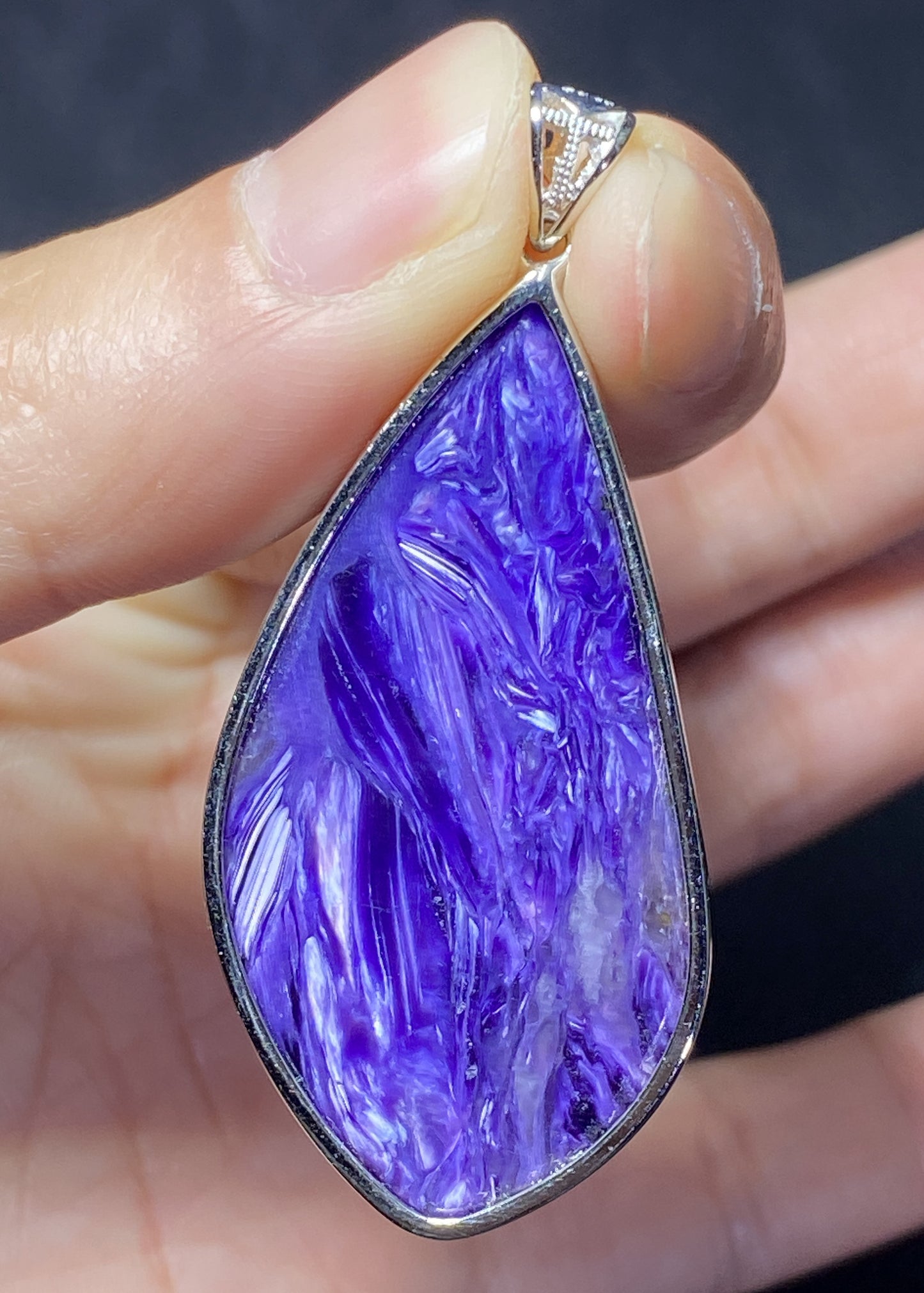 AAAAA Natural Russian Charoite Pendant,Pendant Necklace,S925 Natrual Gems Pendant,Handmade Gift,Personalized Gift ET273