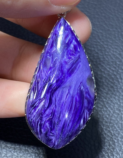 AAAAA Natural Russian Charoite Pendant,Pendant Necklace,S925 Natrual Gems Pendant,Handmade Gift,Personalized Gift ET273